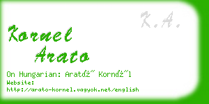 kornel arato business card